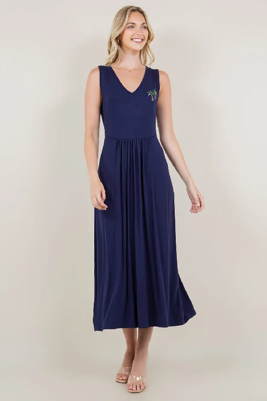 Bargain Prices lace dressSL V NECK WAIST SHIRRING MAXI DRESS - D3122