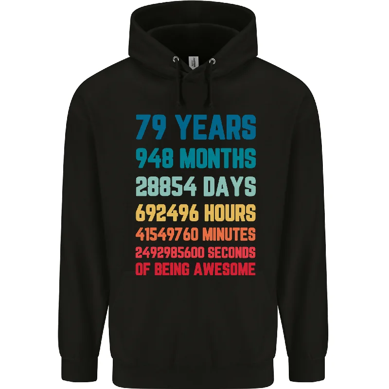 79th Birthday 79 Year Old Mens 80% Cotton Hoodie