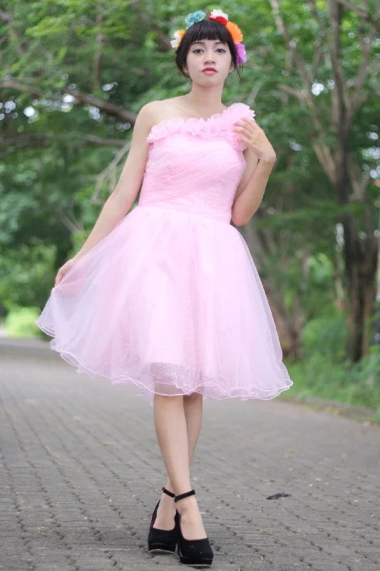 Super Savings A-line One-shoulder Knee Length Tulle Handmade Flower Homecoming Dress Super Savings A-line One-shoulder Knee Length Tulle Handmade Flower Homecoming Dress