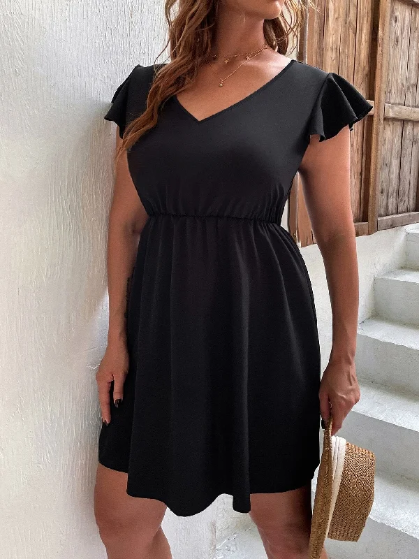 Members Only high-waisted dressBerriesJam - 2024 Sleeveless Large Size V Neck Curvy Chic Casual Dress