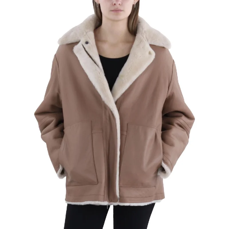 Don't Wait sporty outerwearWomens Shearling Midi Walker Coat