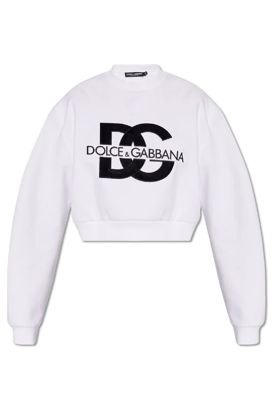 Dolce & Gabbana Cropped sweatshirt with logo in WHITE - 38