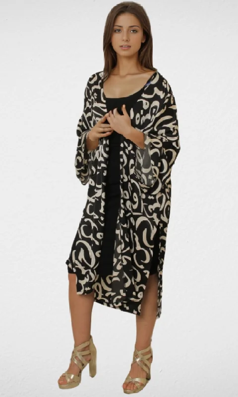 Limited Quantity ruched dressWomen Satin Cardigan (Black & White)