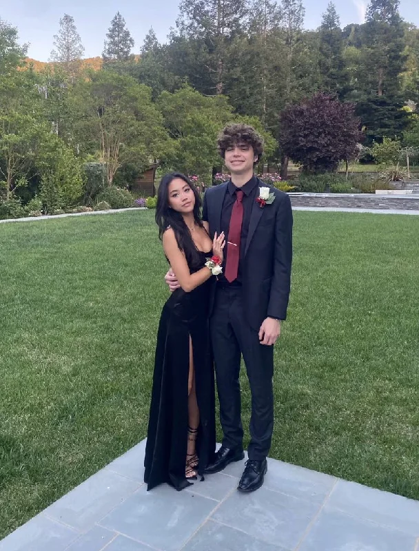 Extra Discounts formal dressSimple A-line Black Prom Dress,Black Graduation Dress Y5765