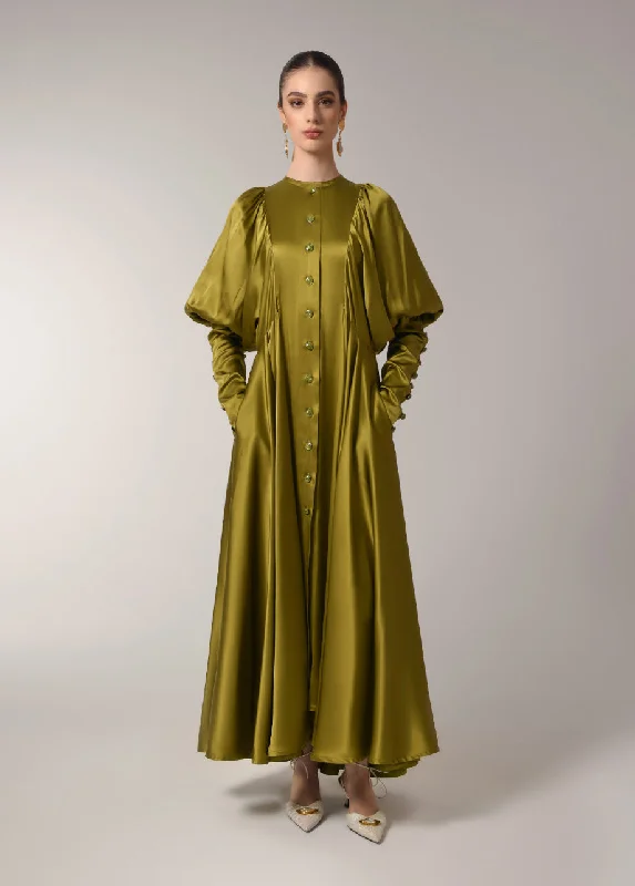 Deep Discounts summer floral dressKHAKI SILK DRESS