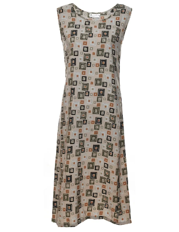 Instant Savings comfortable winter coatMulti-colour Geometric Patterned Dress - S