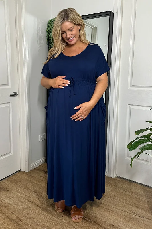 Final Clearance statement dressMila Maxi Maternity Dress - Navy