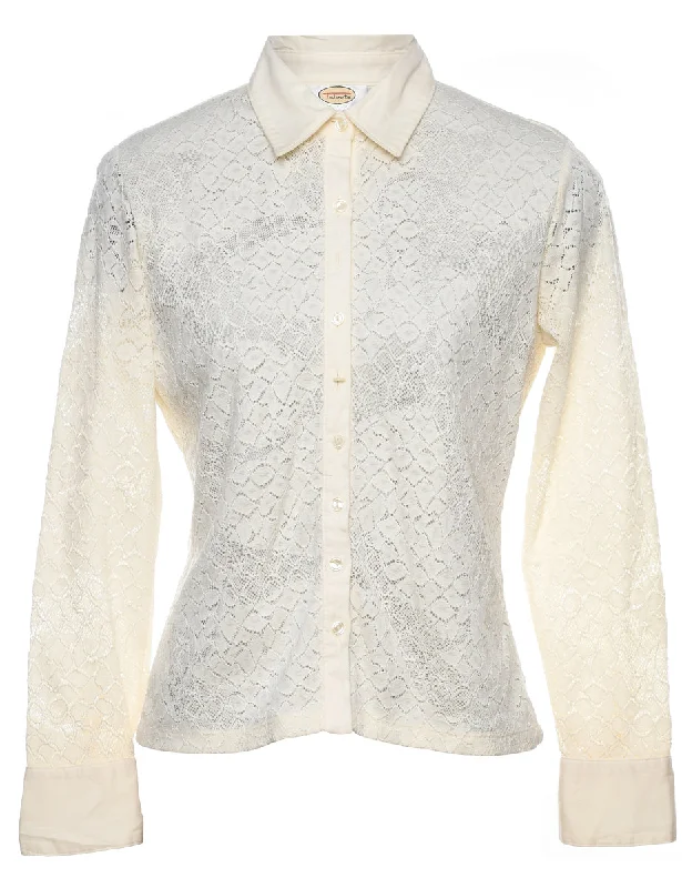 Super Sale trendy puffer coatWhite Lace Evening Shirt - S
