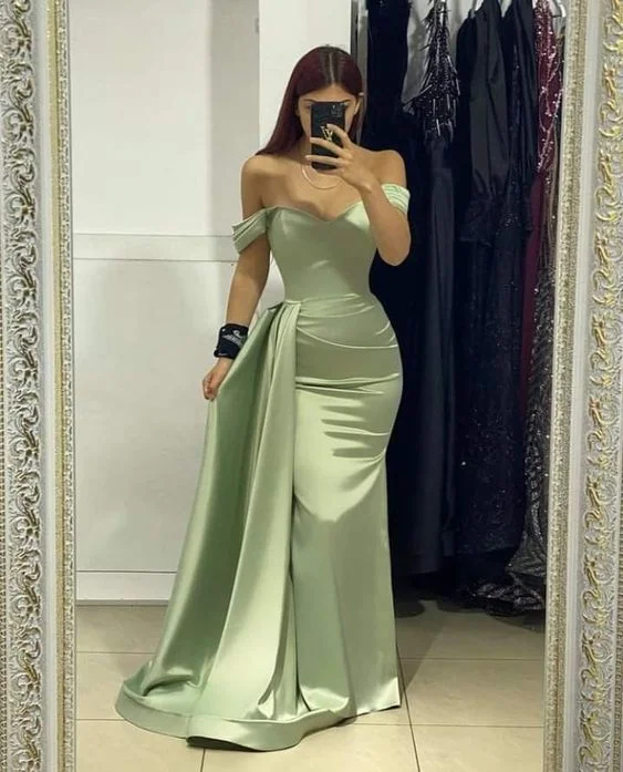 Mega Deal statement dressCharming Off The Shoulder Sage Green Long Evening Dress Y4052 Mega Deal statement dressCharming Off The Shoulder Sage Green Long Evening Dress Y4052