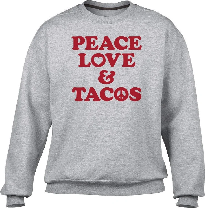 Discount Days premium gym hoodieUnisex Peace Love and Tacos Sweatshirt