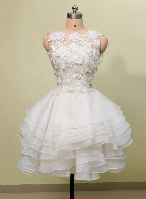 Deep Discounts White Knee Length Tulle lace Party Dress