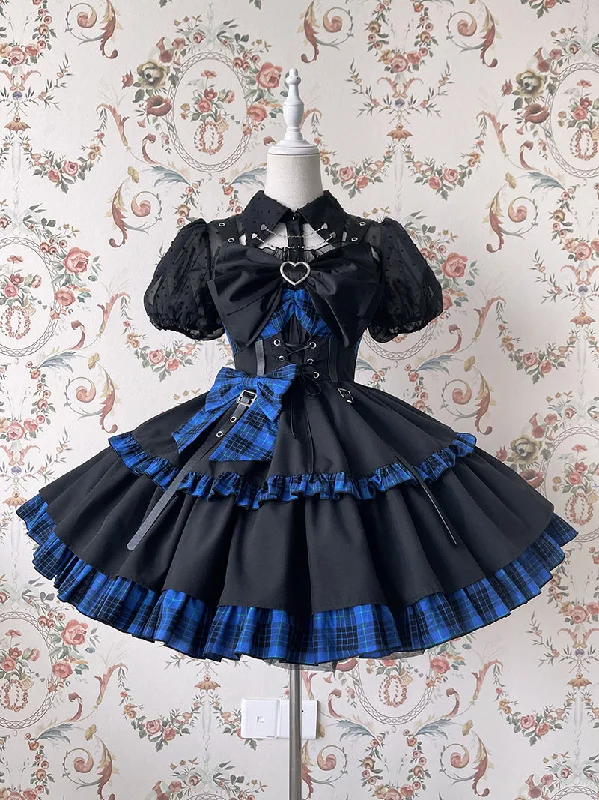 Factory Direct Sale off-the-shoulder dressAlice Girl~Gothic Lolita Dress Blue Plaid Jumper Dress Factory Direct Sale off-the-shoulder dressAlice Girl~Gothic Lolita Dress Blue Plaid Jumper Dress
