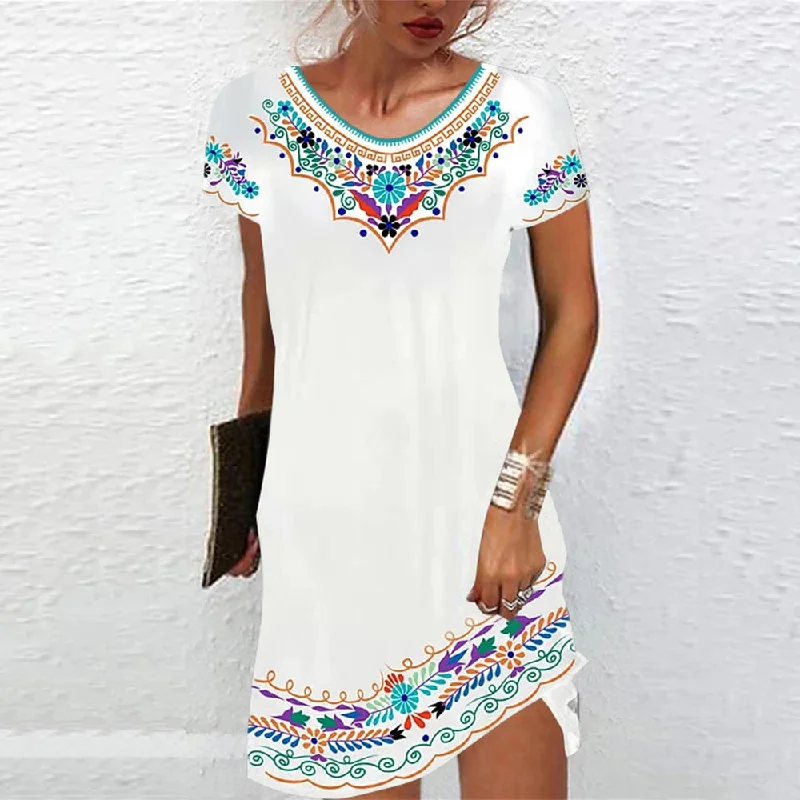 Early Bird Discount Short Sleeve A-Line Crew Neck Mini Dress