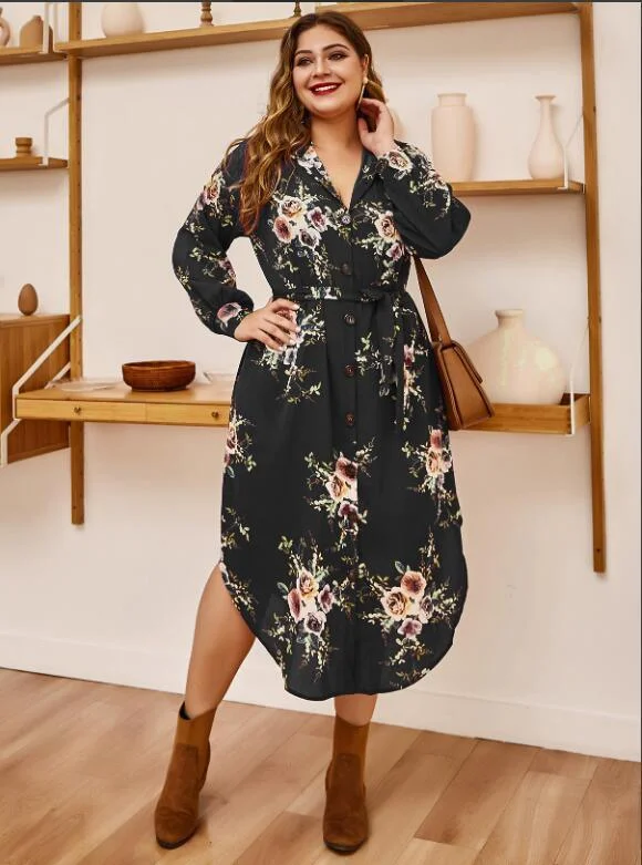 Low Prices t-shirt dressFashion new autumn flower dress
