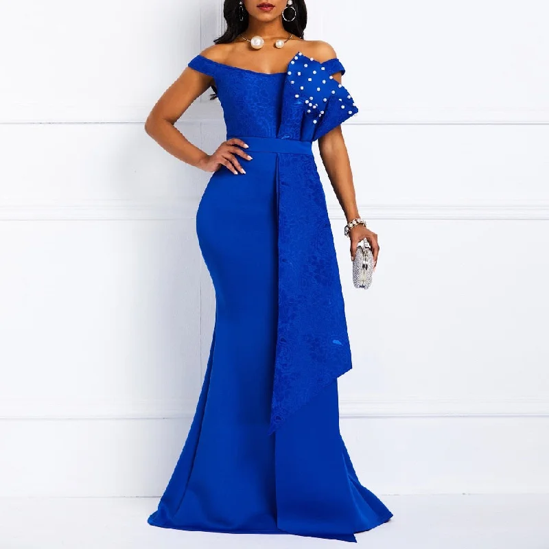 Extra Savings modern dressWomen Off Shoulder Long Maxi Dress