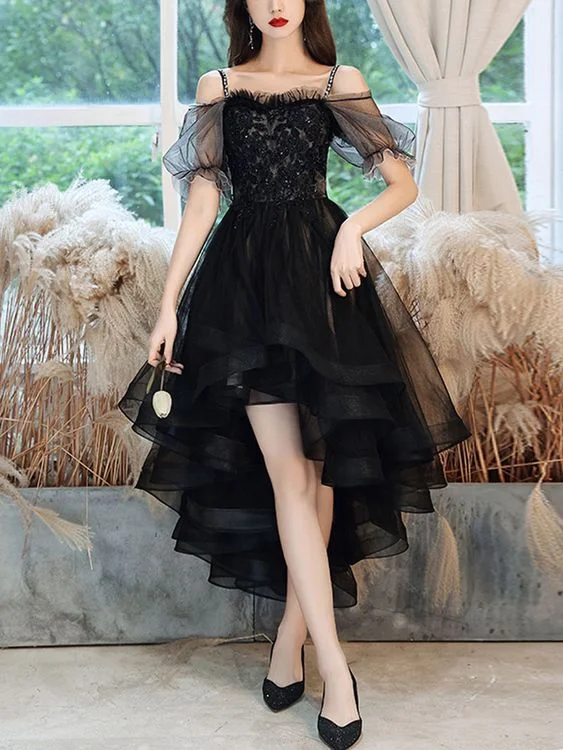 Blowout Deals knit dressBlack Sweetheart Tulle Lace High Low Prom Dress, Black Homecoming Dress Y5689 Blowout Deals knit dressBlack Sweetheart Tulle Lace High Low Prom Dress, Black Homecoming Dress Y5689