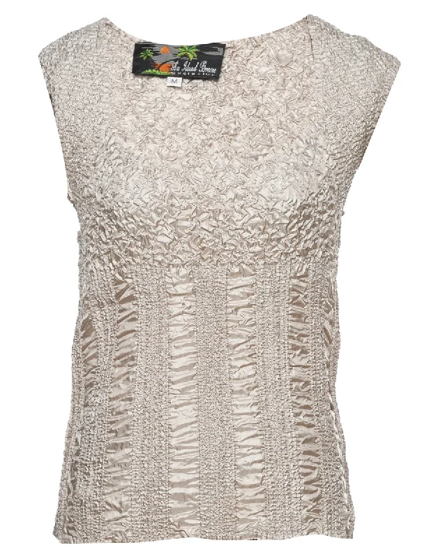 Now or Never comfortable outerwearBeige Smocked Sparkly Top - M