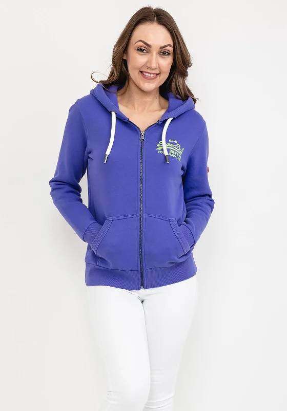 Superdry Womens Full Zip Hoodie, Malibu Purple