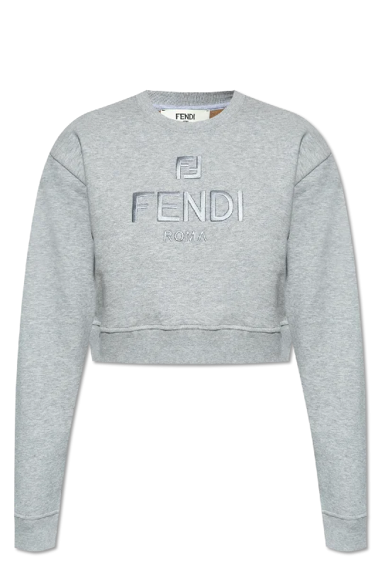 Fendi Sweatshirt with embroidered logo in GREY - S