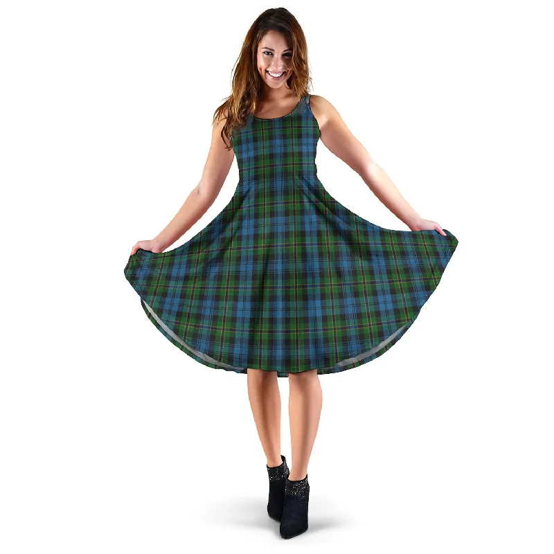 Midnight Madness Polaris Tartan Sleeveless Midi Womens Dress