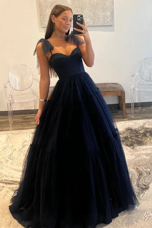 Price Blitz Blue Tulle Floor Length Prom Dress, Beautiful A-Line Evening Party Dress Price Blitz Blue Tulle Floor Length Prom Dress, Beautiful A-Line Evening Party Dress