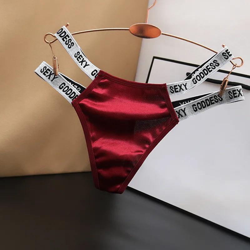 Steals and Deals statement dressWine Red Satin Thong