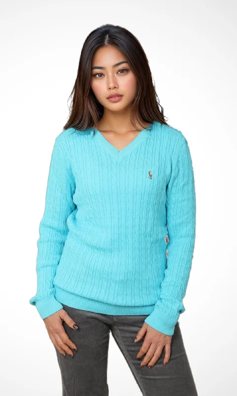 Final Sale premium gym hoodieWomen Knit Jumper (Baby Blue)