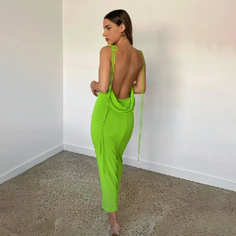 Discount Extravaganza chic shift dressElegant Spaghetti Strap Backless Maxi Dress
