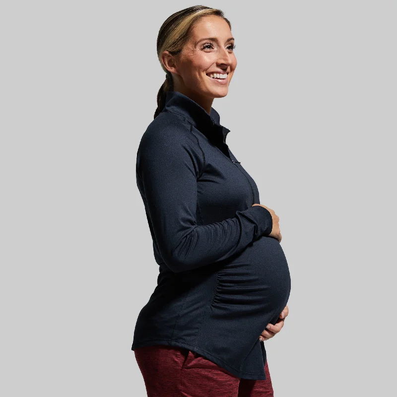 Maternity Zip Neck Athleisure Long Sleeve (Black)