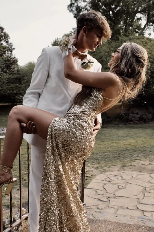 Discount Deals casual summer dressGold Sequins Long Prom Dress , Charming Evening Dress Y1659 Discount Deals casual summer dressGold Sequins Long Prom Dress , Charming Evening Dress Y1659