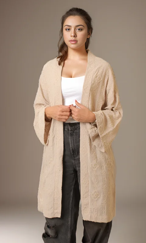 Limited Edition layered dressWomen Gibber Kimono (Beige)