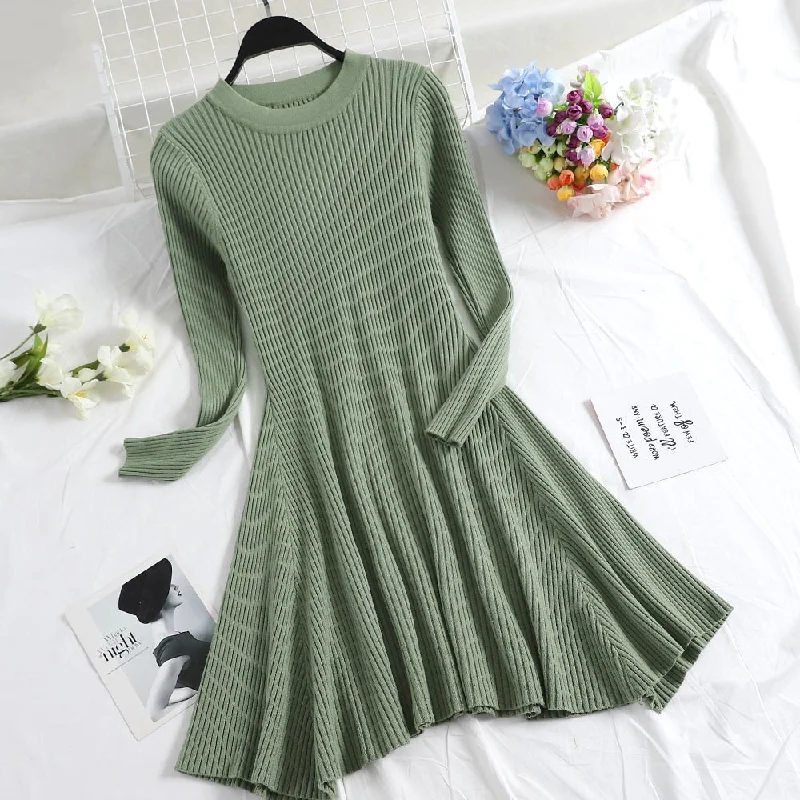 Today’s Special minimalistic dressO-Neck Multicolored Sweater Dress for Women