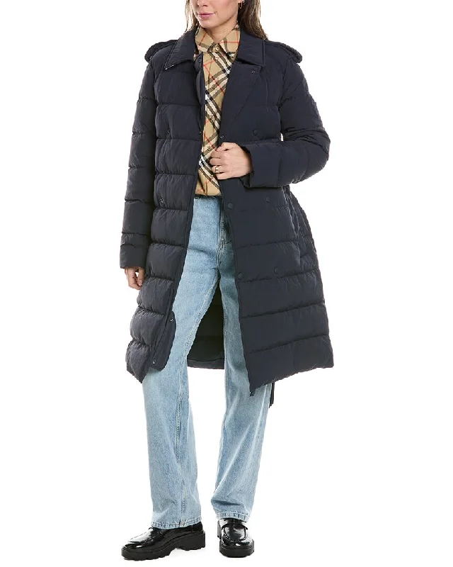 Steals and Deals insulated trench coatBurberry Logo Applique Wool-Trim Coat
