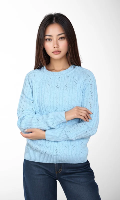 Special Price urban sports sweatshirtWomen Round Neck Sweater (Baby Blue)