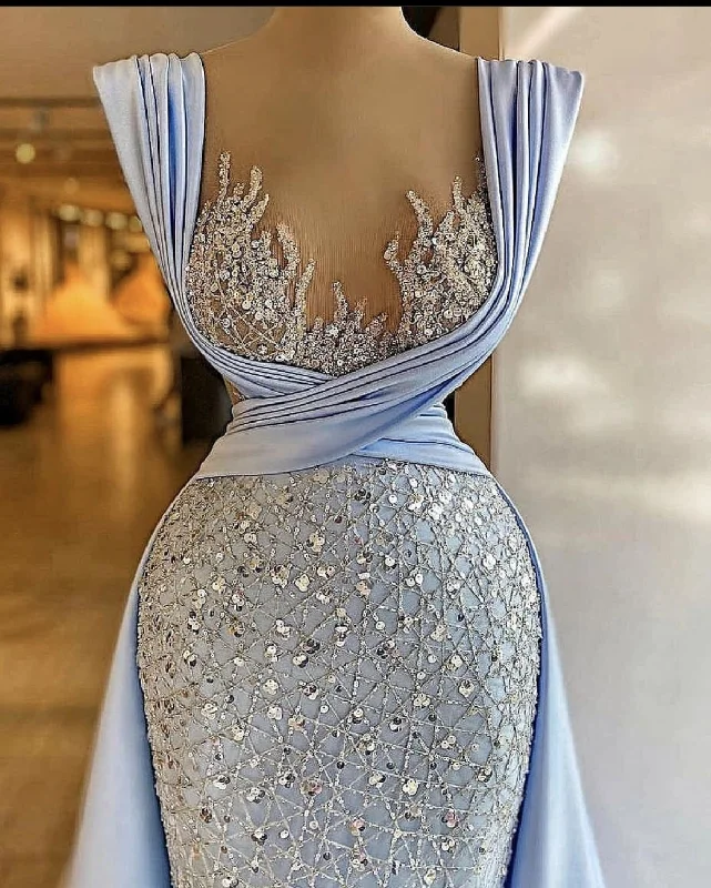 Instant Savings stylish dressElegant Luxury Sparkly Prom Dress Sequined Sleeveless Evening Gowns Floor-Length Dress Y4364