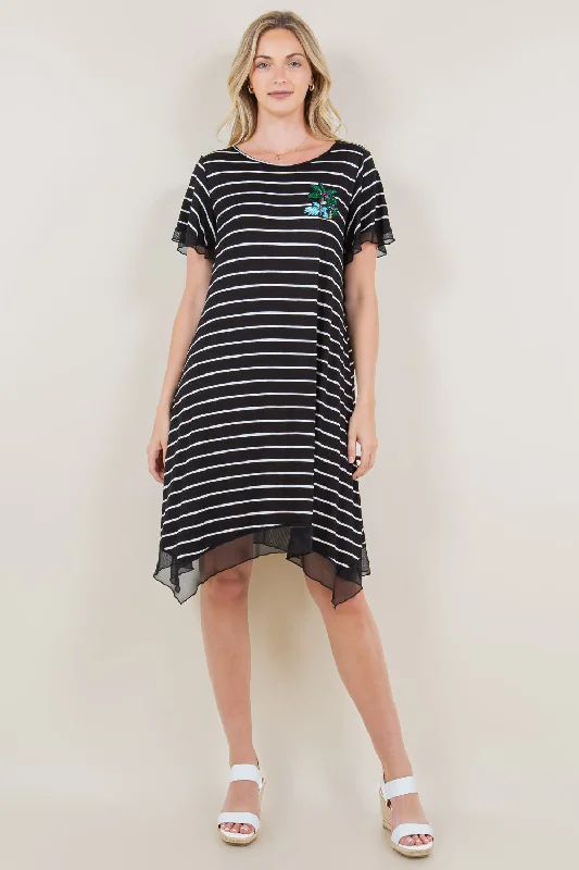 Price Cut wrap-around dressSS CONTRAST HANKY HEM MIDI DRESS - D2280
