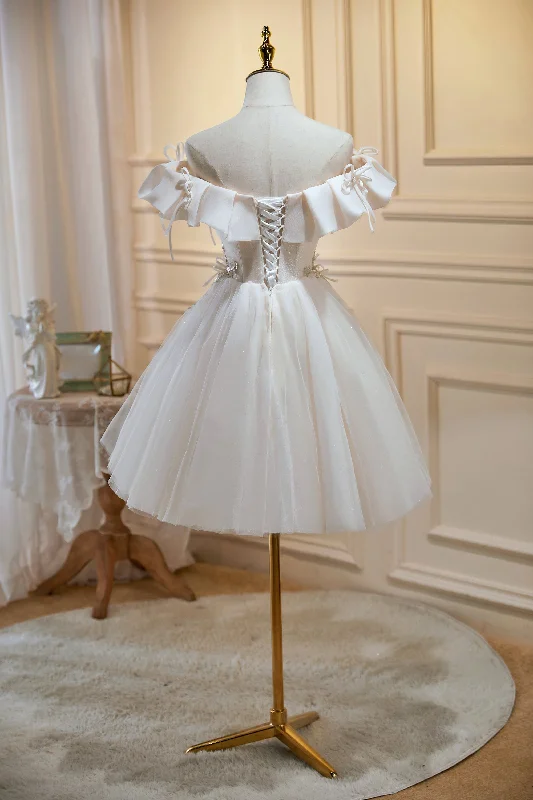 New Markdowns Chic Off The Shoulder V Neck Tulle Short Homecoming Dresses