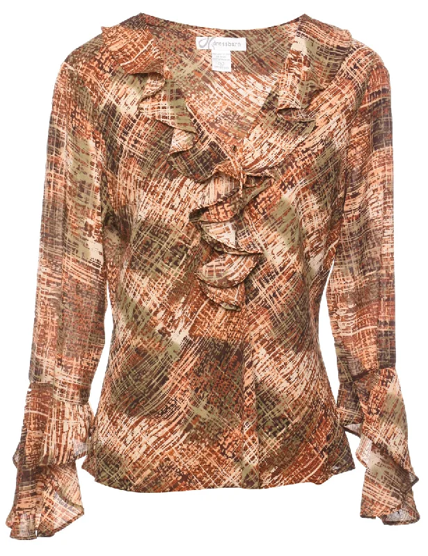 Today’s Special fashionable outerwearFrilly Checked Printed Top - L