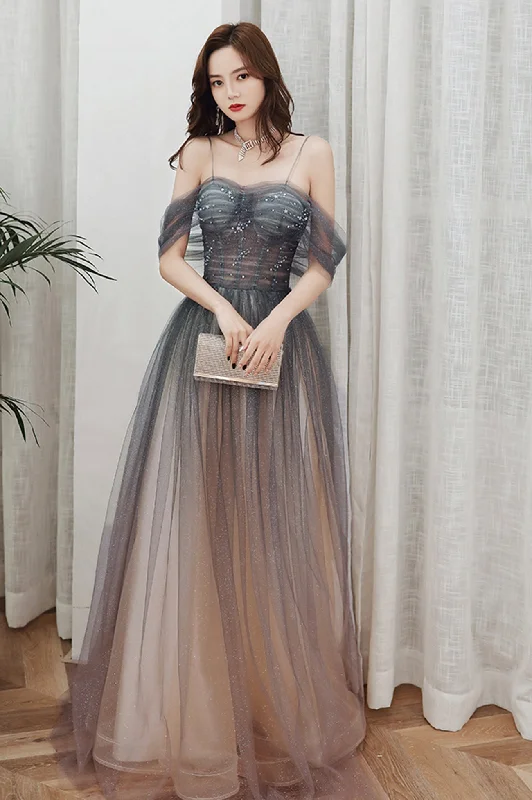 Discount Extravaganza Beautiful Spaghetti Strap Tulle Long Prom Dress