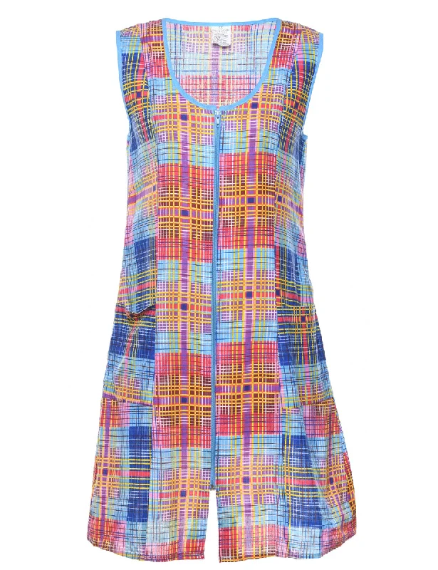 Year-End Sale lightweight coatZip Front Checked Shift Dress - S