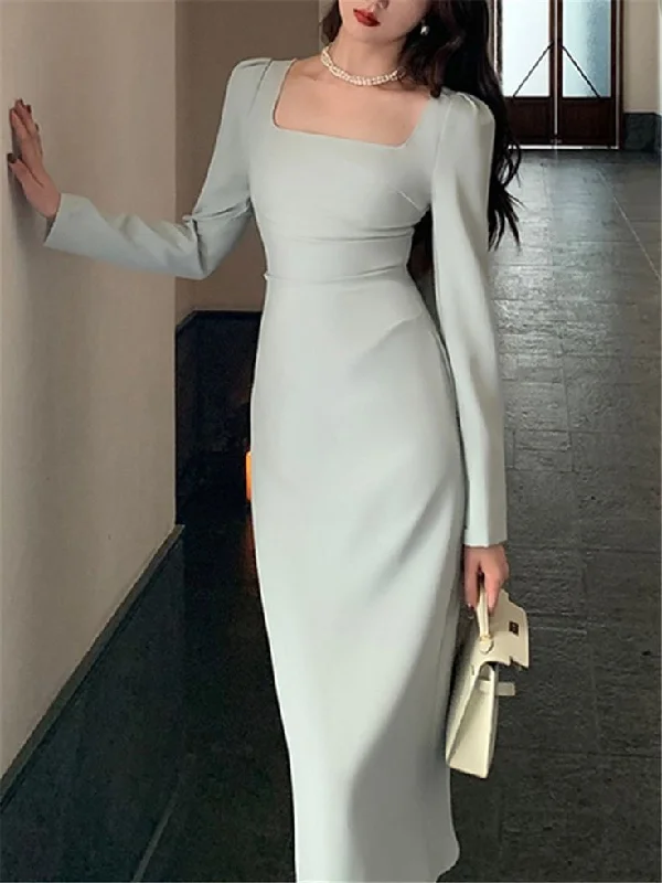 Closeout Sale relaxed fit dressNew Elegant Fashion Office Lady Long Sleeve Solid Color Women's Party Dress Classy Prom Dress Y5628 Closeout Sale relaxed fit dressNew Elegant Fashion Office Lady Long Sleeve Solid Color Women's Party Dress Classy Prom Dress Y5628