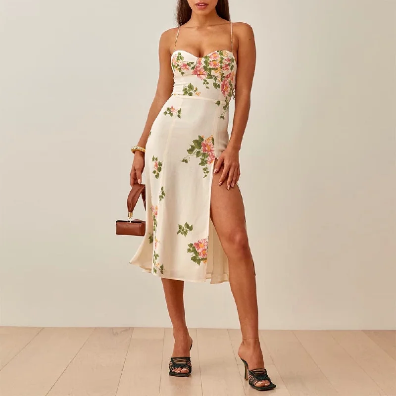 BerriesJam - Boho Spaghetti Strap Floral Beach Dress