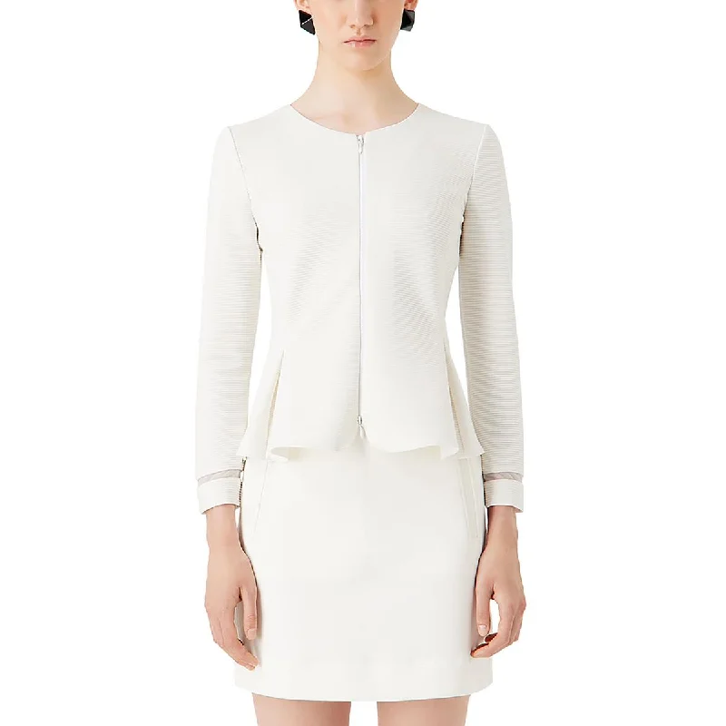 Today Only stylish blazer coatWomens Shoulder Pads Zipper Collarless Blazer