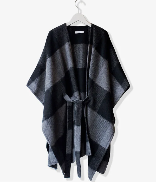 Customer Appreciation Sale vintage coatPHEENY/BIG BLOCK CHECK SHORT GOWN (GRAY)