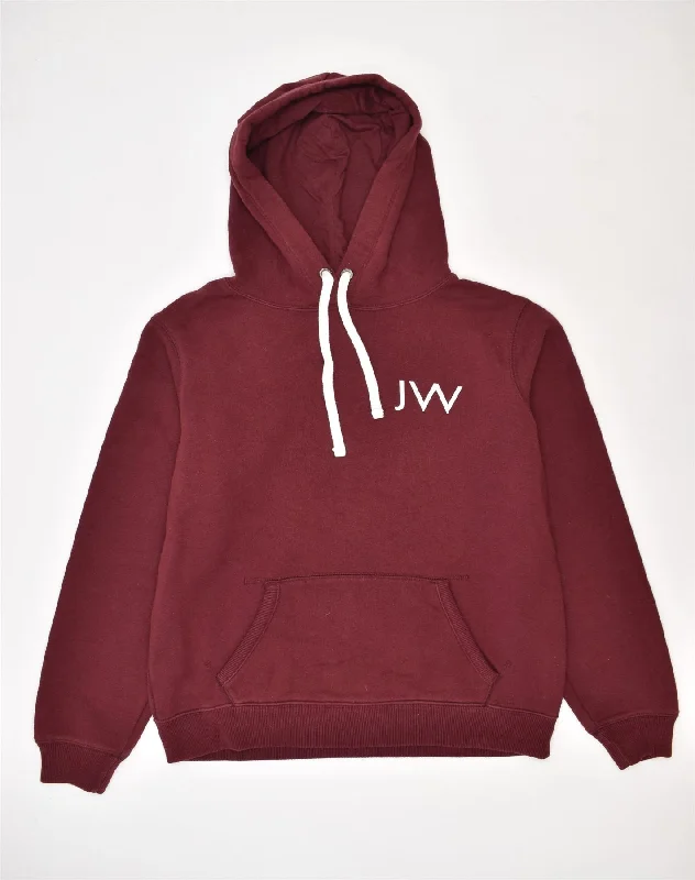 JACK WILLS Womens Graphic Hoodie Jumper UK 12 Medium Burgundy Cotton