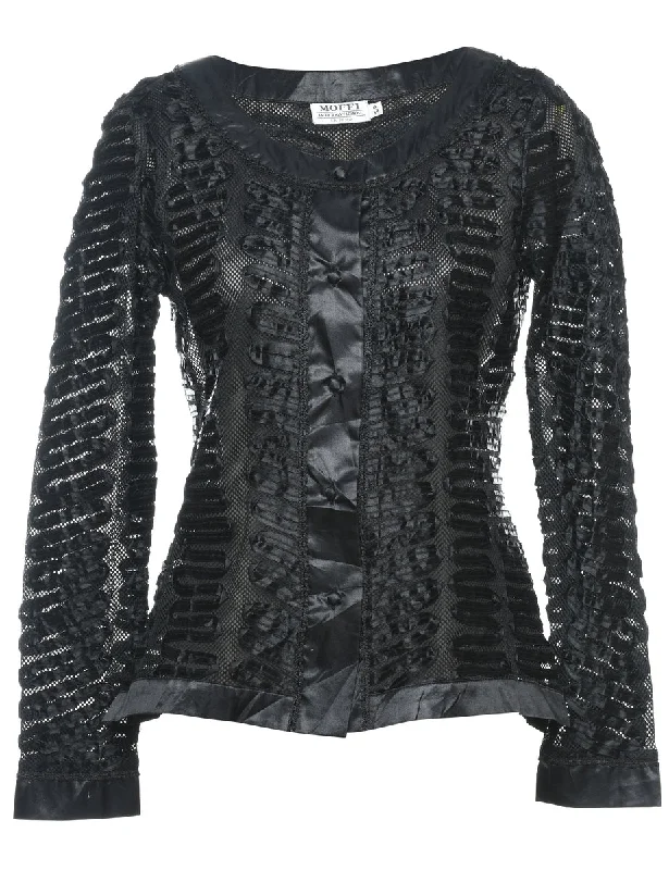 Amazing Deals stylish blazer coatBlack Evening Blouse - S