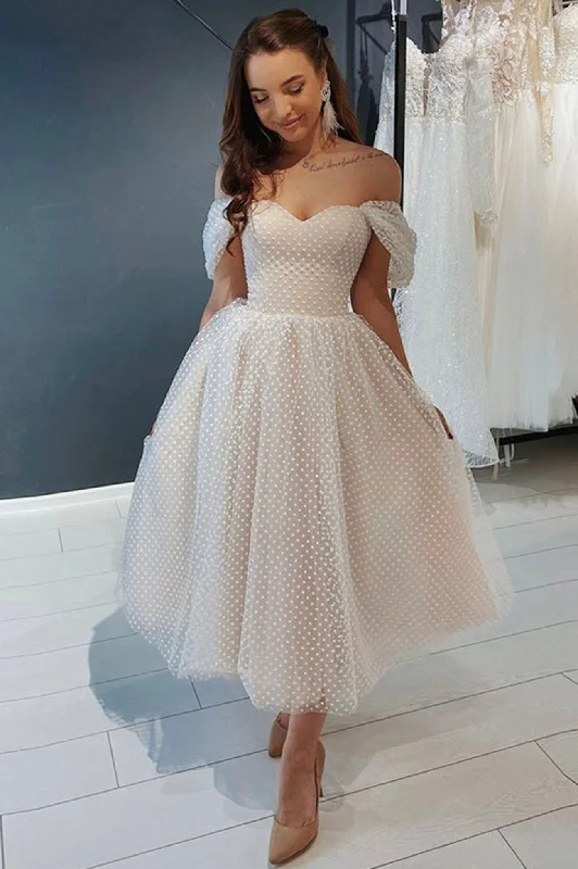 Quick Sale Champagne Tulle Short Prom Dress, Cute A-Line Off the Shoulder Evening Party Dress Quick Sale Champagne Tulle Short Prom Dress, Cute A-Line Off the Shoulder Evening Party Dress