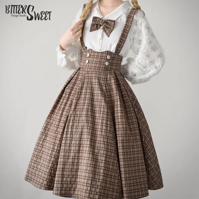 (BuyForMe) BitterSweet~Vintage Lolita Skirt Fishbone Tartan Super High Waist SK