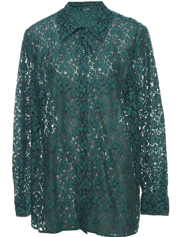 YEAR-End Clearance vintage coatDark Green Evening Shirt - L