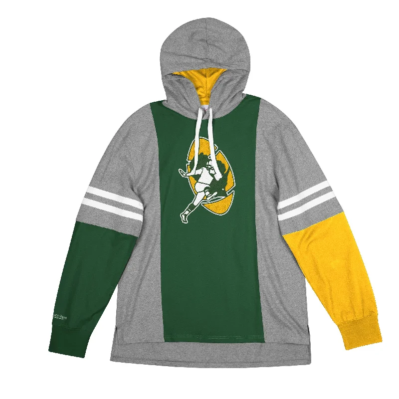 Savings Alert sleek sports hoodieGreen Bay Packers Color Blocked Long Sleeve Hooded Tee